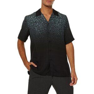 NWT KSUBI Cheetah Ombre Dusk SS Button Front Shirt Black/Blue Men's Size XL